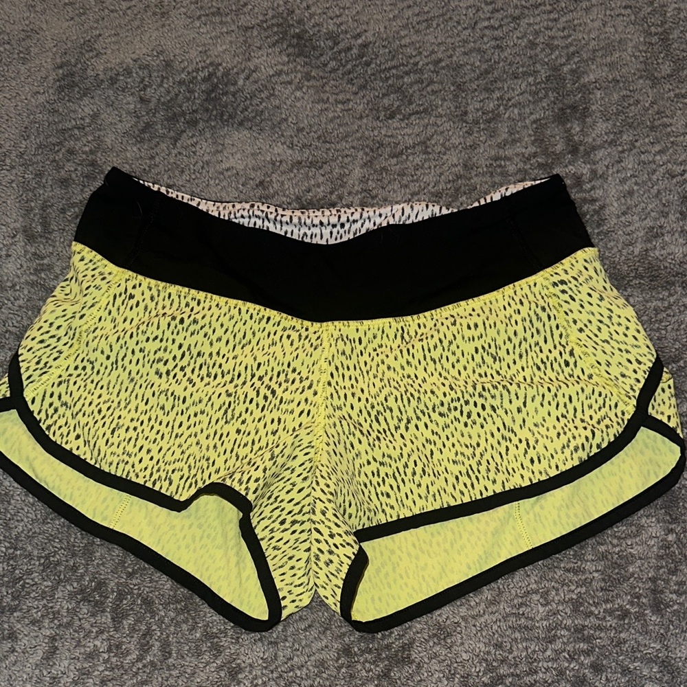 Lululemon Women's Black and Yellow Athletic Shorts